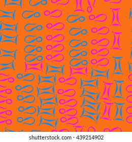 Seamless pattern of zodiac signs, doodles,  object, gemini,lion. Hand drawn.