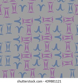 Seamless  pattern of zodiac signs, doodles,  object, gemini,aries. Hand drawn