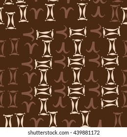 Seamless  pattern of zodiac signs, doodles,  object, gemini,aries. Hand drawn