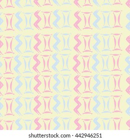 Seamless pattern of zodiac signs, doodles,  object, gemini,aquarius. Hand drawn.