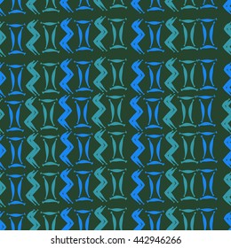 Seamless pattern of zodiac signs, doodles,  object, gemini,aquarius. Hand drawn.