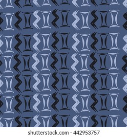 Seamless pattern of zodiac signs, doodles,  object, gemini,aquarius. Hand drawn.