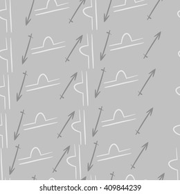 Seamless   pattern of zodiac signs, doodles,libra, sagittarius,object. Hand drawn.