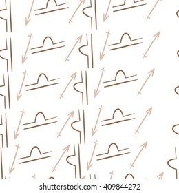 Seamless   pattern of zodiac signs, doodles,libra, sagittarius,object. Hand drawn.