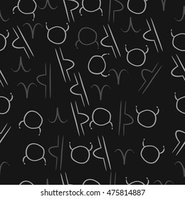 Seamless  pattern of zodiac signs. Hand drawn.