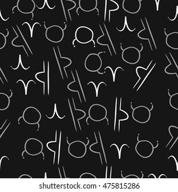 Seamless  pattern of zodiac signs. Hand drawn.