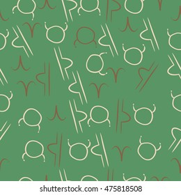 Seamless  pattern of zodiac signs. Hand drawn.