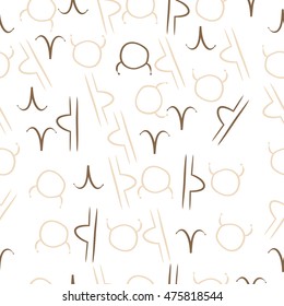 Seamless  pattern of zodiac signs. Hand drawn.