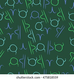 Seamless  pattern of zodiac signs. Hand drawn.