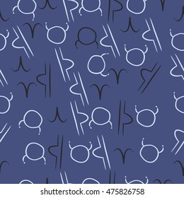 Seamless  pattern of zodiac signs. Hand drawn.