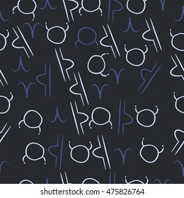 Seamless  pattern of zodiac signs. Hand drawn.