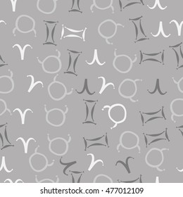 Seamless  pattern of zodiac signs. Hand drawn.