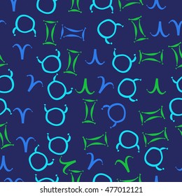 Seamless  pattern of zodiac signs. Hand drawn.