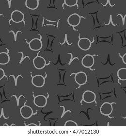 Seamless  pattern of zodiac signs. Hand drawn.