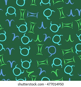 Seamless  pattern of zodiac signs. Hand drawn.