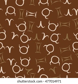 Seamless  pattern of zodiac signs. Hand drawn.