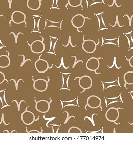 Seamless  pattern of zodiac signs. Hand drawn.