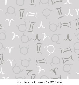 Seamless  pattern of zodiac signs. Hand drawn.