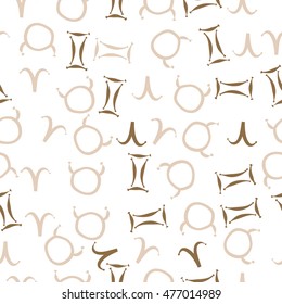 Seamless  pattern of zodiac signs. Hand drawn.
