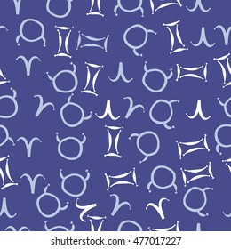 Seamless  pattern of zodiac signs. Hand drawn.