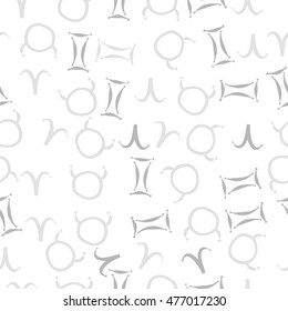 Seamless  pattern of zodiac signs. Hand drawn.