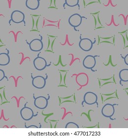 Seamless  pattern of zodiac signs. Hand drawn.