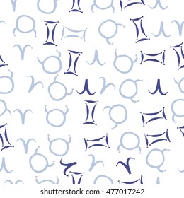 Seamless  pattern of zodiac signs. Hand drawn.