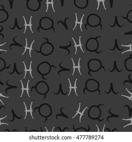 Seamless pattern with zodiac signs. Hand drawn.