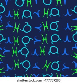 Seamless pattern with zodiac signs. Hand drawn.