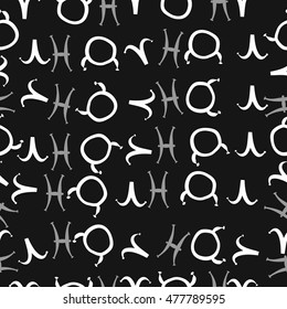 Seamless pattern with zodiac signs. Hand drawn.