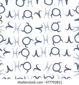 Seamless pattern with zodiac signs. Hand drawn.