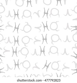 Seamless pattern with zodiac signs. Hand drawn.