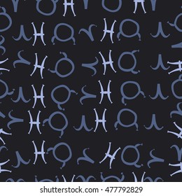 Seamless pattern with zodiac signs. Hand drawn.