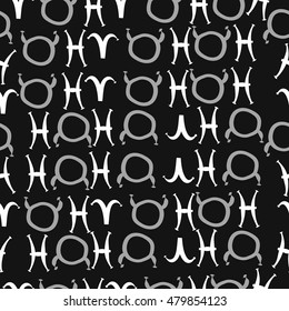 Seamless  pattern with zodiac signs. Hand drawn.