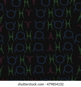 Seamless  pattern with zodiac signs. Hand drawn.