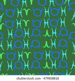 Seamless  pattern with zodiac signs. Hand drawn.