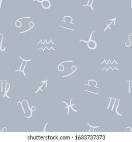Seamless pattern with zodiac signs. Horoscope symbols. Vector illustration.
