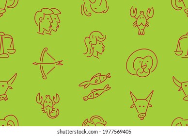 Seamless pattern with zodiac signs. horoscope zodiac signs