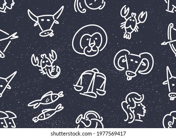 Seamless pattern with zodiac signs. horoscope zodiac signs