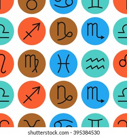 Seamless pattern of zodiac signs for horoscopes, predictions