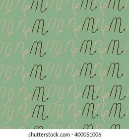 Seamless pattern  of zodiac signs motif,scorpio, capricorn,virgo, object. Hand drawn.