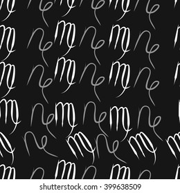 Seamless  pattern of zodiac signs motif,virgo, capricorn,object. Hand drawn.