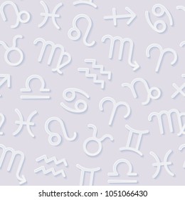 Seamless pattern with zodiac signs. Vector illustration.
