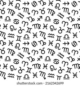 Seamless pattern with zodiac signs. Vector illustration.
