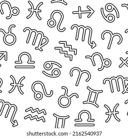 Seamless pattern with zodiac signs. Vector illustration.
