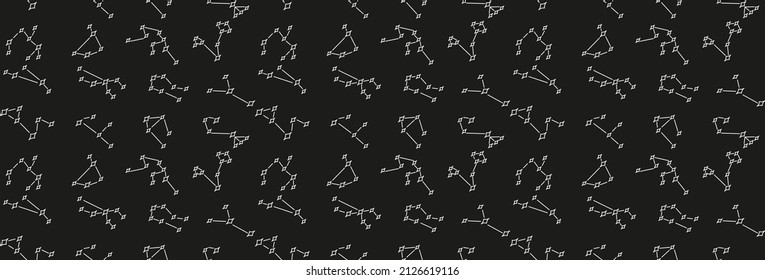 Seamless pattern with zodiacs constellations: Aries, Taurus, Gemini, Cancer, Leo, Virgo, Libra, Scorpio, Sagittarius, Capricorn, Aquarius and Pisces