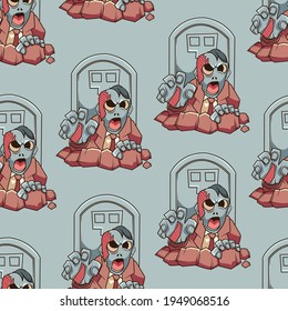 Seamless pattern of Zombie Illustration