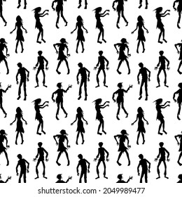 seamless pattern with zombie silhouettes