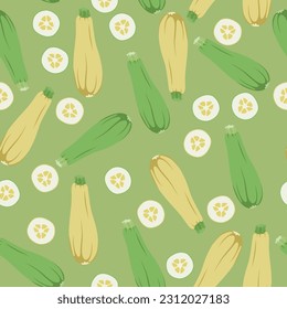 A seamless pattern of zucchini. foods wrapping papper. vegetable background. vector illustration.