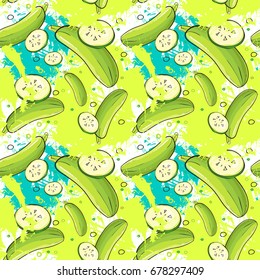 Seamless Pattern Zucchini Vegetables Ornament Background Vector Illustration